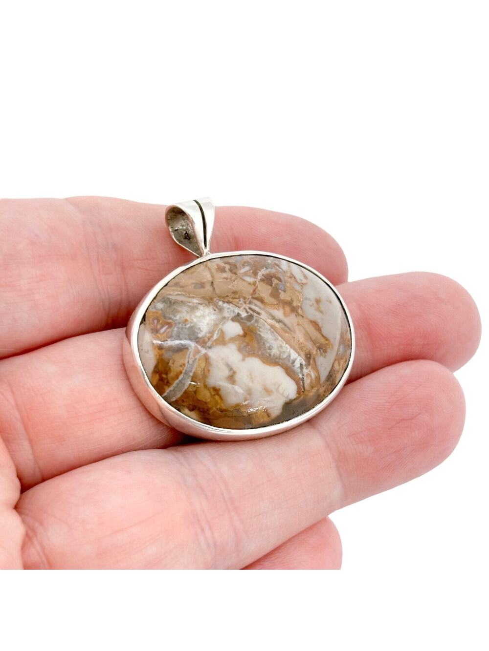 Vintage Abrano Sterling Silver 925 Oval Agate Pendant